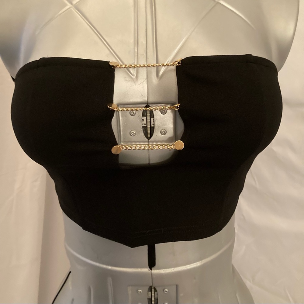 Love Encounter Black Dressy Bandeau Crop Top M